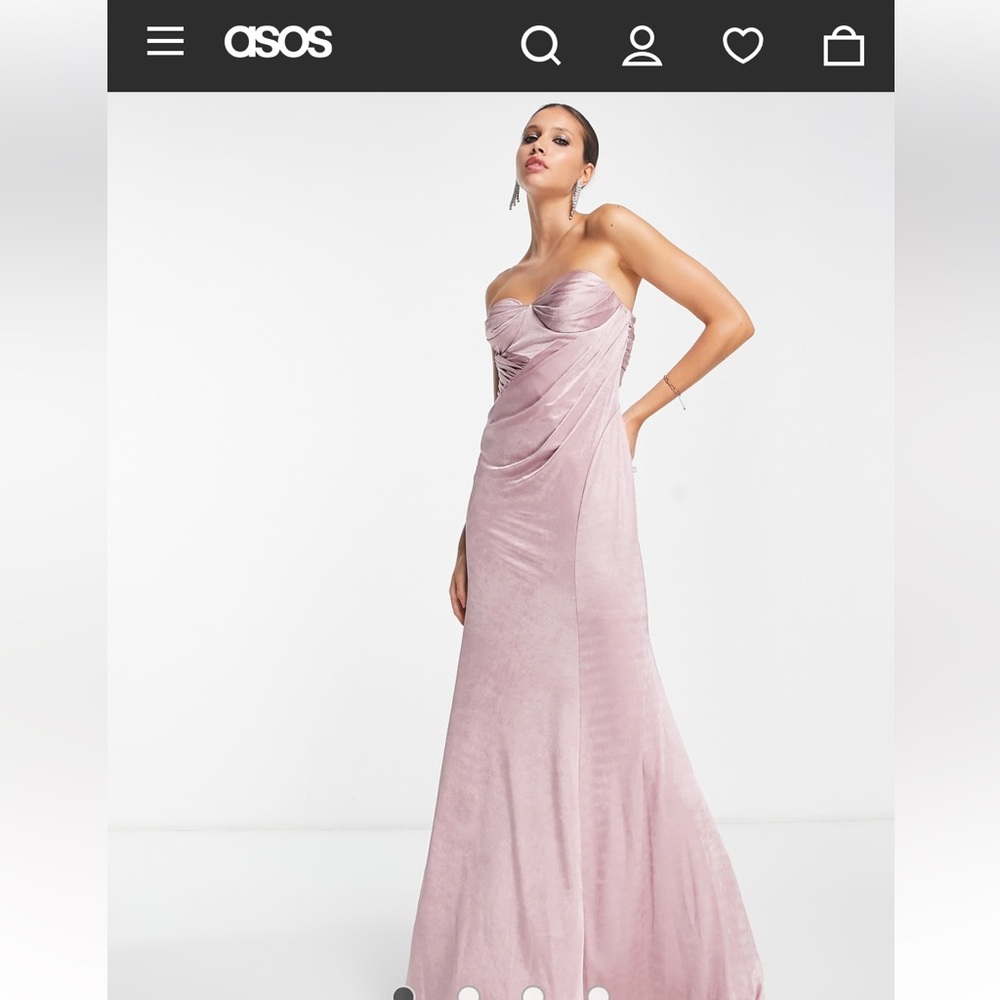 ASOS Elegant Pink Strapless Evening Gown